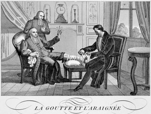 Gikt og edderkoppen, c1835 av Unbekannt