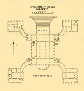 Regjeringshuset Calcutta - Første etasjeplan, 1925. av Unbekannt