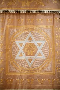 Stor synagoge. Synagoge hellig ark forheng med en Davidsstjerne. Saint Petersburg Russland av Unbekannt