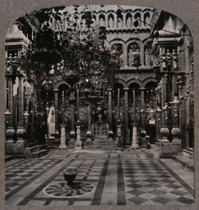 Gresk katedral i Den hellige gravs kirke, Jerusalem, ca 1900 av Unbekannt