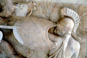 Gresk hoplitt i kamp mot Amazonas 30BC-200AD av Unbekannt