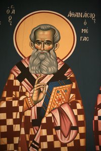 Gresk-ortodoks ikon som viser Saint Athanasos, den store Thessalonique, Hellas av Unbekannt