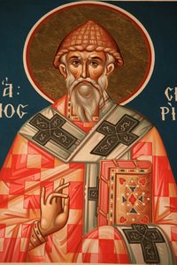Gresk-ortodoks ikon som viser Saint Spiridon Thessalonique Hellas av Unbekannt