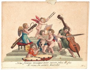 Gratulasjonskort Et engleorkester, etter 1815. av Unbekannt