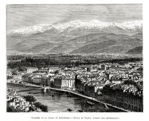 Grenoble fra Belledonne-området, Frankrike, 1886 av Unbekannt