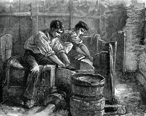Kverner i arbeid på et hjul, c1880 av Unbekannt