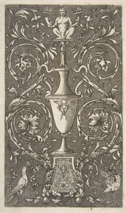 Grotesk med vase, fugler og akantusruller, ca. 1515-1600. av Unbekannt