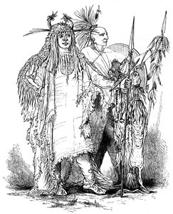 Gruppe grenseindianere, ca. sent på 1700-tallet c1880 av Unbekannt