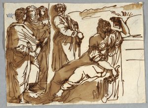 Gruppe med Petrarch og Sappho i Parnassus etter Raphael Sanzio av Unbekannt