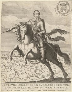 Gustavus Adolphus før kartet over Pommern i bakgrunnen, 1630 av Unbekannt
