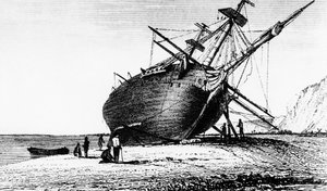 HMS Beagle lagt i land, Rio Santa Cruz, Patagonia, Sør-Amerika, 1834 1839 av Unbekannt
