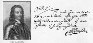 Håndskrift og signatur av John Hampden fra et brev skrevet til Sir John Eliot i fengselet, 21. mars av Unbekannt