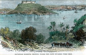 Havannah havn, viser hvor de femti inntrengerne ble skutt, Cuba, c1880 av Unbekannt