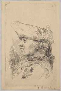 Hodet til en mann i profil iført en tricorne, 1700-tallet. av Unbekannt