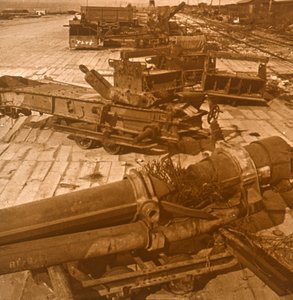 Tungt artilleri og maskineri, britisk leir, Nord-Frankrike, c1914-c1918. av Unbekannt