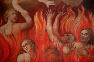 Helvete maleri i Saint-Nicolas de Veroce kirke, Saint-Nicolas de Veroce, Frankrike av Unbekannt