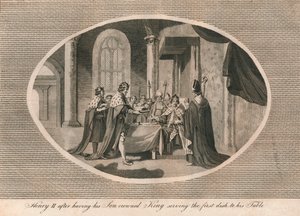 Henry II, etter å ha fått sønnen kronet til konge, serverte den første retten til bordet hans, 1170 1793 av Unbekannt