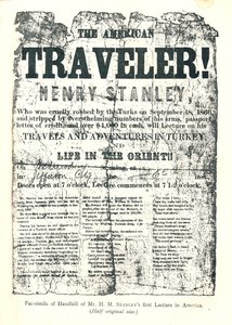 Henry M. Stanley, Handbill fra Lecture Tour in America, oppdaget i en alder av 31 Dr.Livingstone i Afrika av Unbekannt