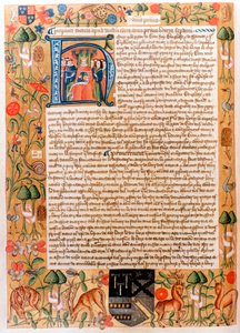 Henry VIIs første parlamentshandling med et første portrett av kongen, sent på 1480-tallet av Unbekannt
