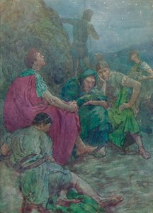 Her, i ly av bratte klipper, satte han seg ned for å hvile, c1912 1912 av Unbekannt