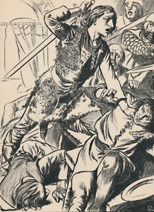 Hereward og hans menn angriper normannerne, c1907 av Unbekannt