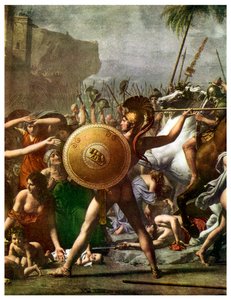 Heltedyrkelse: detalj fra The Intervention of the Sabine Women, 1799 1956 av Unbekannt