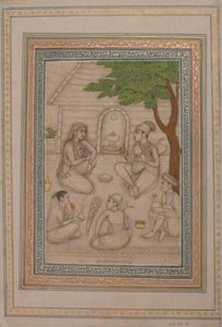Hinduer i samtale foran en helligdom, 1600-tallet. av Unbekannt