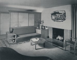 Hus i Pomona, California - stuen fra den andre siden av skilleveggen, 1942 av Unbekannt