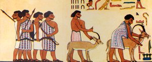 Hvordan en gammel egypter malte israelittenes komme inn i Egypt, ca 1930. av Unbekannt