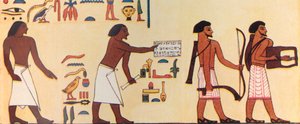 Hvordan en gammel egypter malte israelittenes komme inn i Egypt, ca 1930. av Unbekannt