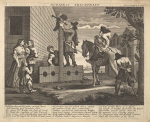 Hudibras Triumphant Plate 4: Illustrasjoner til Samuel Butlers Hudibras, 1725-30. av Unbekannt