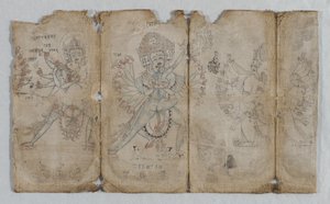 Ikonografisk tegning av tantriske opplyste vesener verso, ca. 1500. av Unbekannt