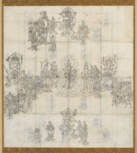 Ikonografisk skisse Zuzo for the Benevolent Kings Sutra Mandala, 1100-tallet. av Unbekannt