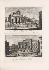 Illustrasjon hentet fra boken Samling av gamle og moderne utsikt over byen Roma og dens nærhet av ukjent forfatter og utgitt av at Piale neg. And prints in S. Carlo al Corso (it, 1816) av Unbekannt