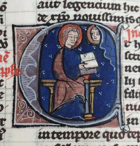 Jeg leser brevene til Abelard og Heloise. Fra Bibelen moralisée, 1200-tallet av Unbekannt