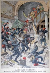 På Balkan: Makedonere forsvarer seg med bomber mot tyrkiske soldater, 1903 av Unbekannt