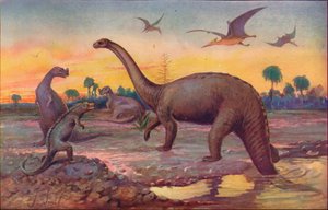 I Saurian Age, da verdens innbyggere var gigantiske peptiler, 1907 av Unbekannt