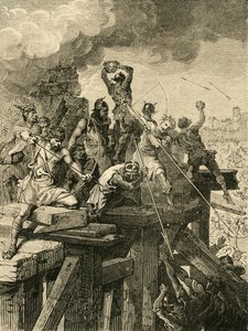 Hendelse i beleiringen av Paris: Defending the Bridge and Tower, 845, 1890. av Unbekannt