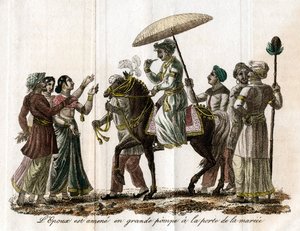 Indisk bryllupsprosesjon, c1800-tallet av Unbekannt