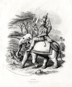 Indra, den hinduistiske lysets gud, 1800-tallet av Unbekannt