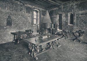 Interiør, Palazzo Davanzati - med florentinsk bord fra slutten av 1500-tallet, 1928 av Unbekannt