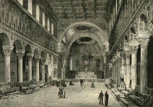 Interiør i San Apollinare Nuovo, Ravenna, 1890. av Unbekannt