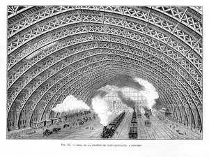 Interiør av St Pancras jernbanestasjon, London, 1865 av Unbekannt