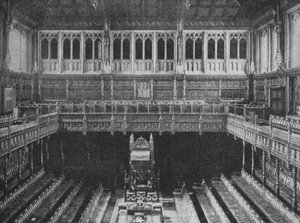 Interiør av Underhuset, Westminster, ser mot høyttalerstolen, 1909 av Unbekannt