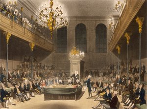 Interiør av House of Commons, Westminster, London, 1809 av Unbekannt
