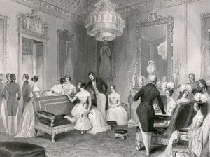 Interiøret i den gule salongen, Buckingham Palace, London, 1840 av Unbekannt