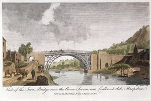 Jernbro over Severn ved Ironbridge, Coalbrookdale, England, bygget 1779 av Unbekannt
