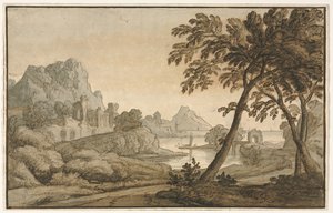 Italiensk landskap, 1700-tallet. av Unbekannt