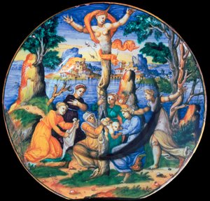Italiensk lertøyplate som viser fødselen til Adonis, ca. 1500-tallet av Unbekannt