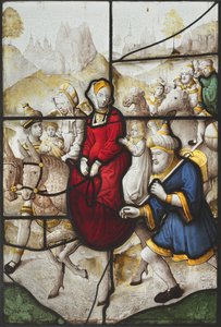 Jakob vender tilbake til Kanaan med Rachael og Lea forfulgt av Laban, ca. 1525. av Unbekannt